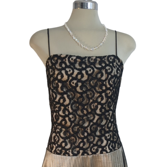 ASPEED Black Lace Top And Gold Mesh and Satin Strapless Dress Size XL Grande - Picture 12 of 16